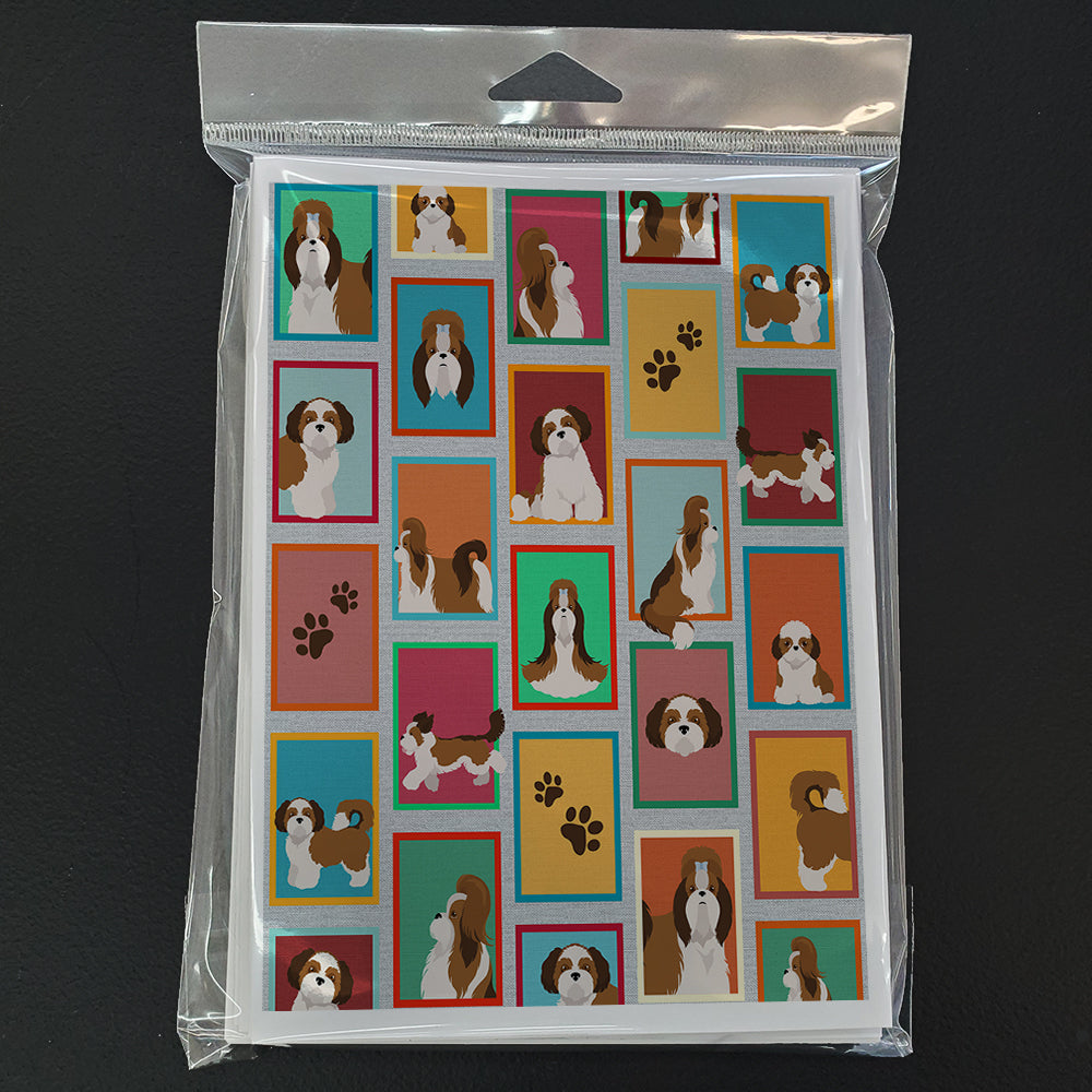 Lots of Shih Tzu Greeting Cards Pack of 8 Blank Cards with Envelopes Whimsical A7 Size 5x7