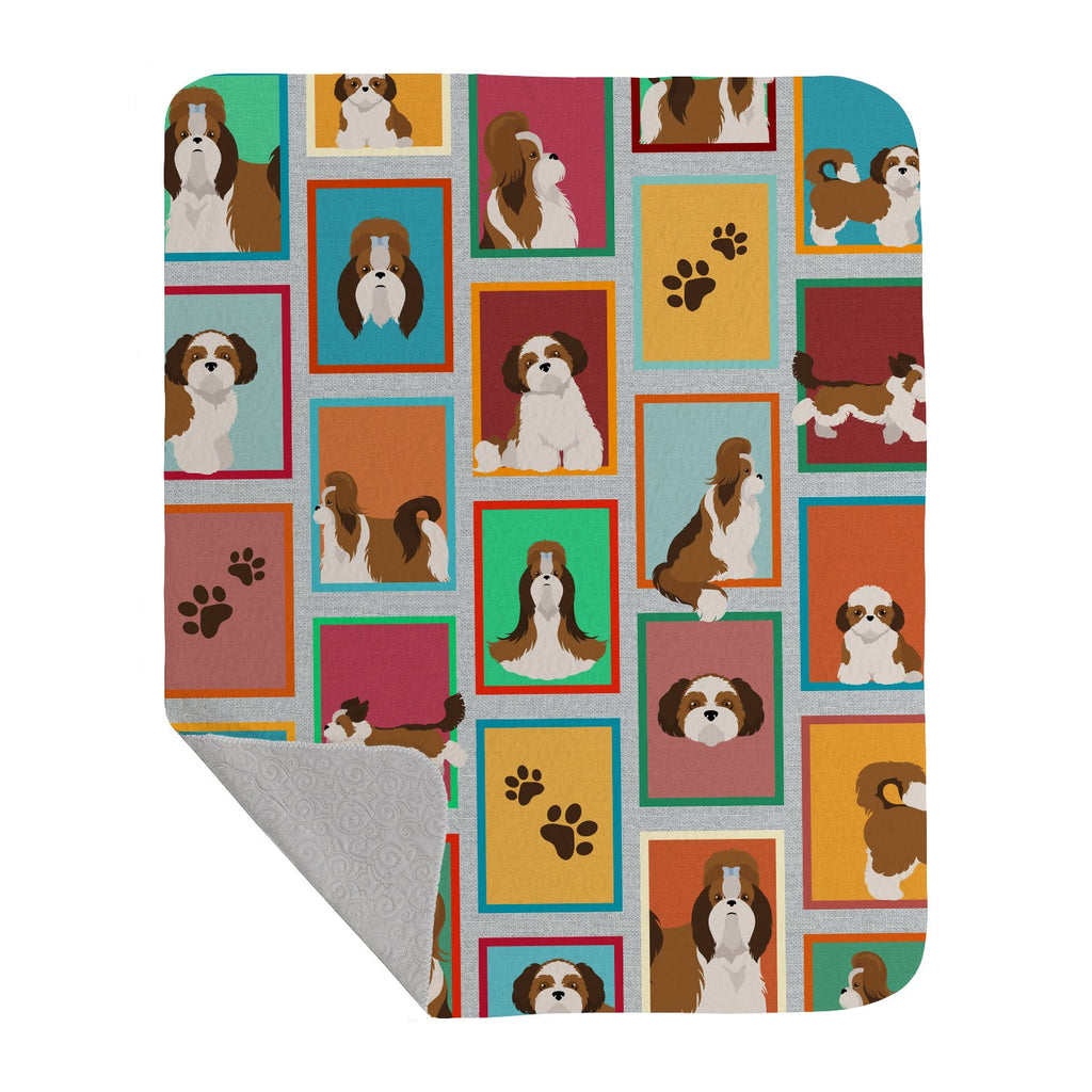 Lots of Shih Tzu Quilted Blanket 50x60 Artwork Pattern Quilted Throw Blanket for Bed, Couch, Sofa, Soft and Lightweight