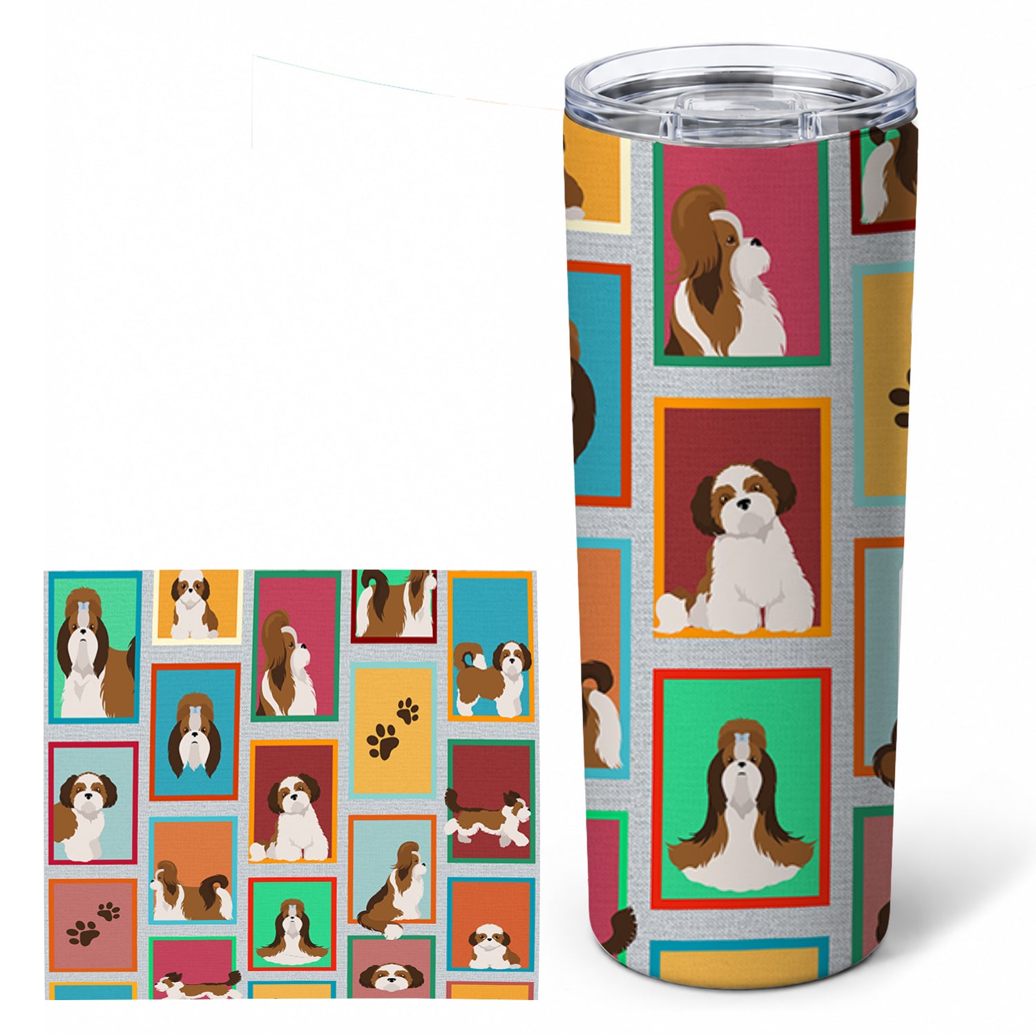 Lots of Shih Tzu Stainless Steel Skinny Tumbler 20 oz Vacuum Double Walled Reusable Insulated Travel Cup