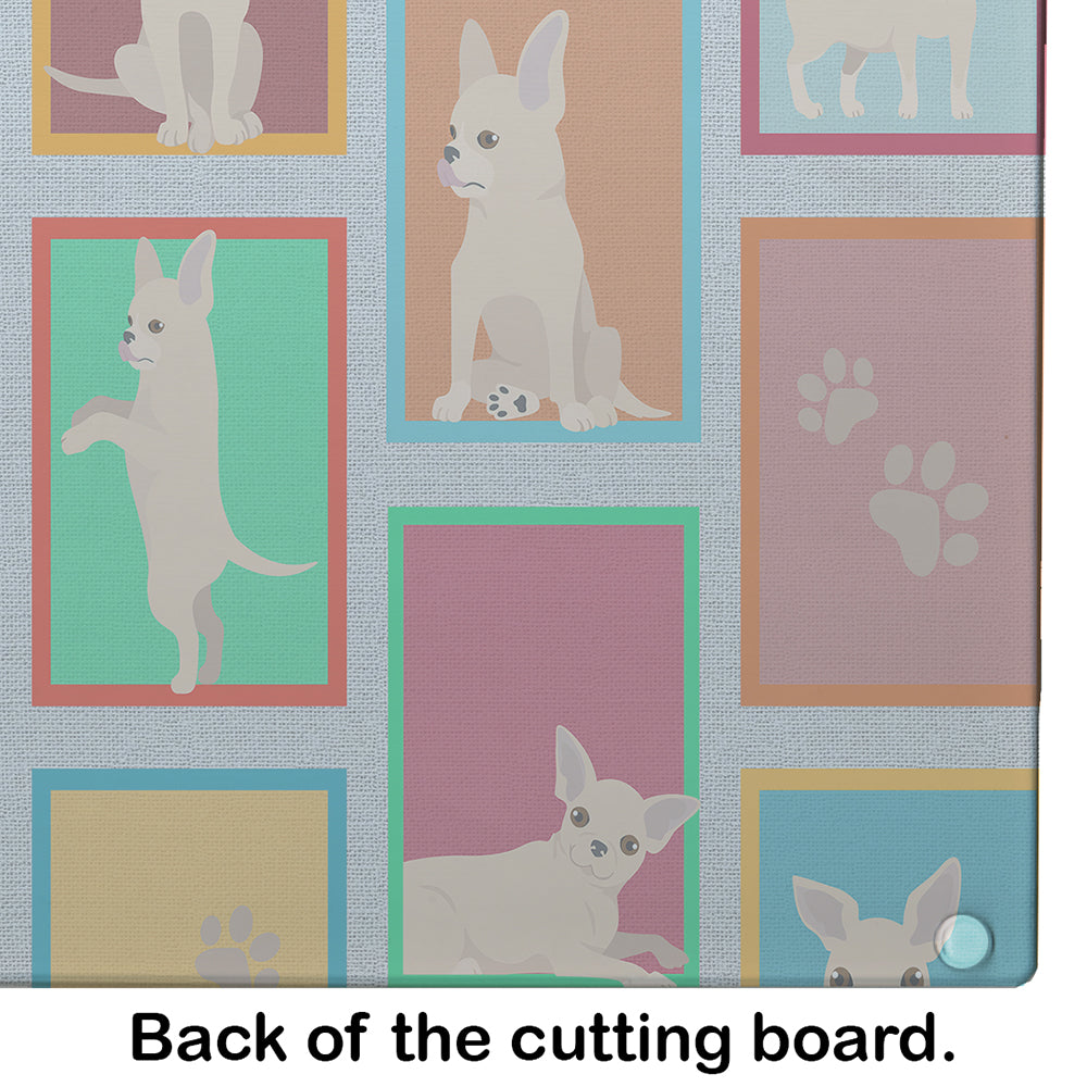 Lots of Chihuahua Cutting Board Tempered Glass Kitchen Cutting Surface, Heat Resistant Chopping, Non-Slip Feet, Food Prep & Serving