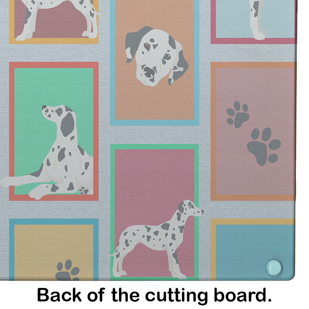 Lots of Dalmatian Cutting Board Tempered Glass Kitchen Cutting Surface, Heat Resistant Chopping, Non-Slip Feet, Food Prep & Serving