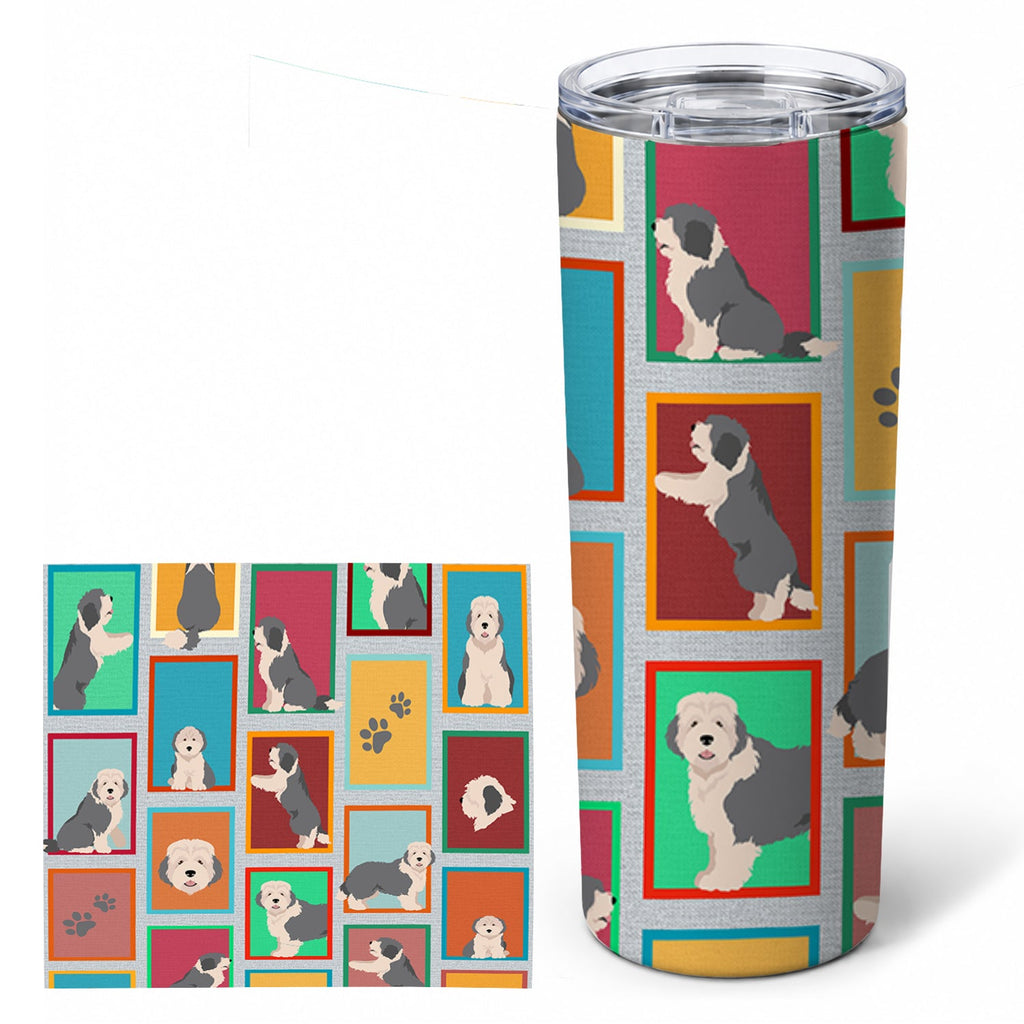 Old English Sheepdog 20 oz Skinny Tumbler with Lid and Straw