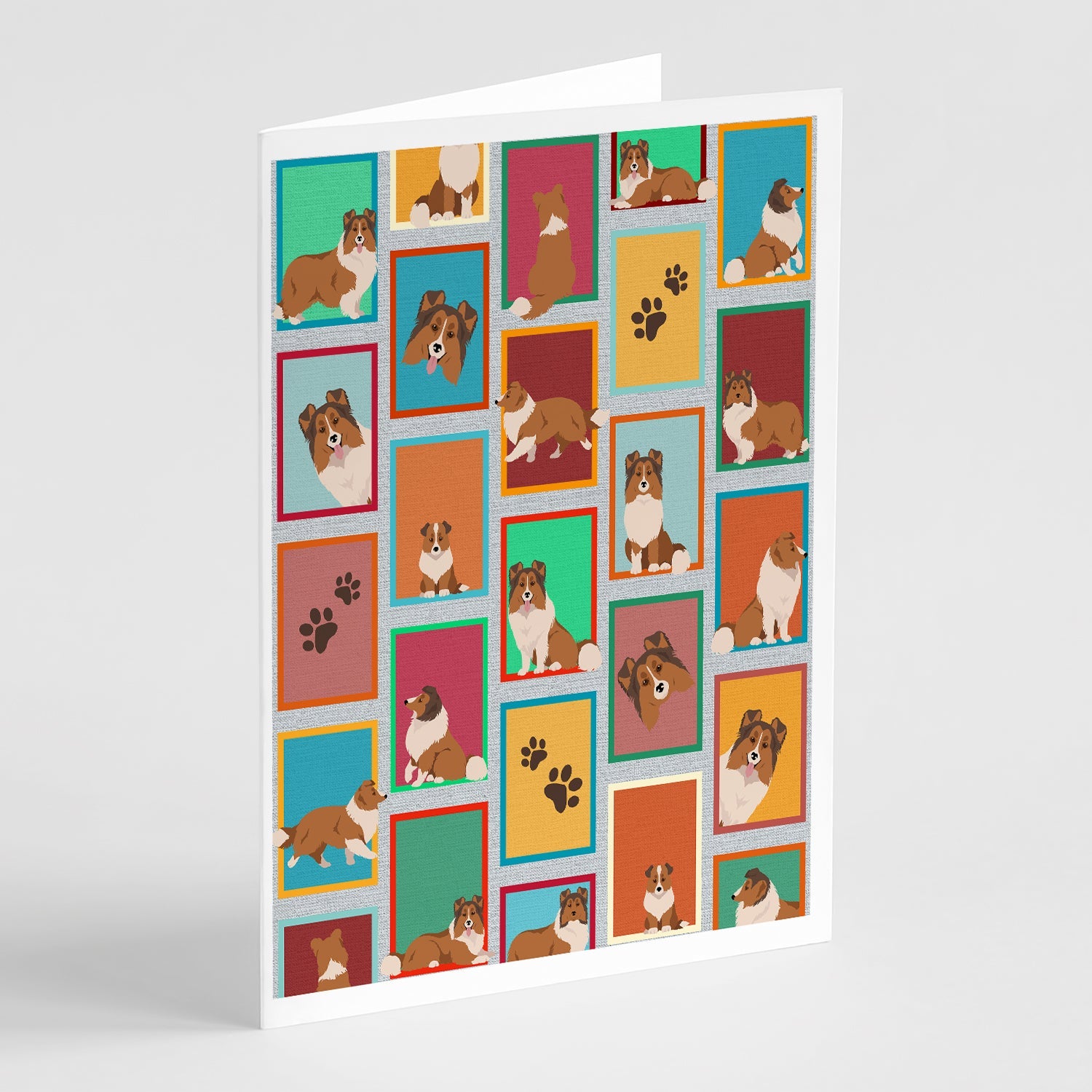 Lots of Sheltie Greeting Cards Pack of 8 Blank Cards with Envelopes Whimsical A7 Size 5x7