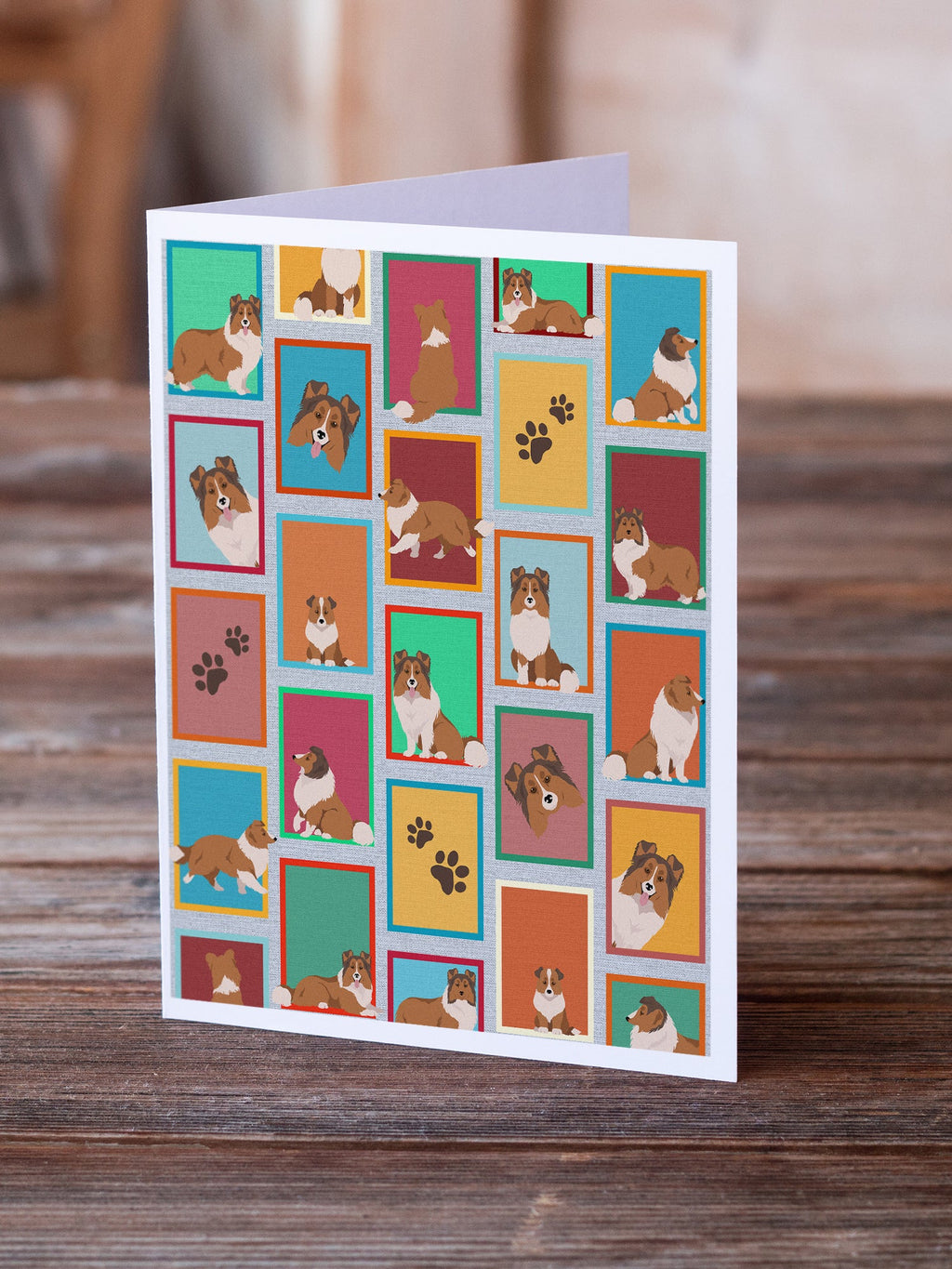 Lots of Sheltie Greeting Cards Pack of 8 Blank Cards with Envelopes Whimsical A7 Size 5x7