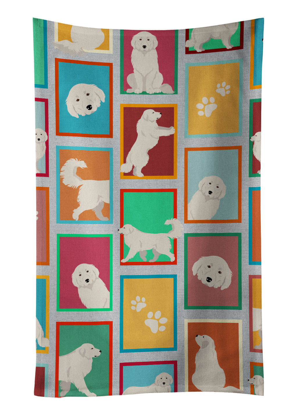 Lots of Great Pyrenees Kitchen Towel Velour Plush Front and Cotton Loop Back Machine Washable