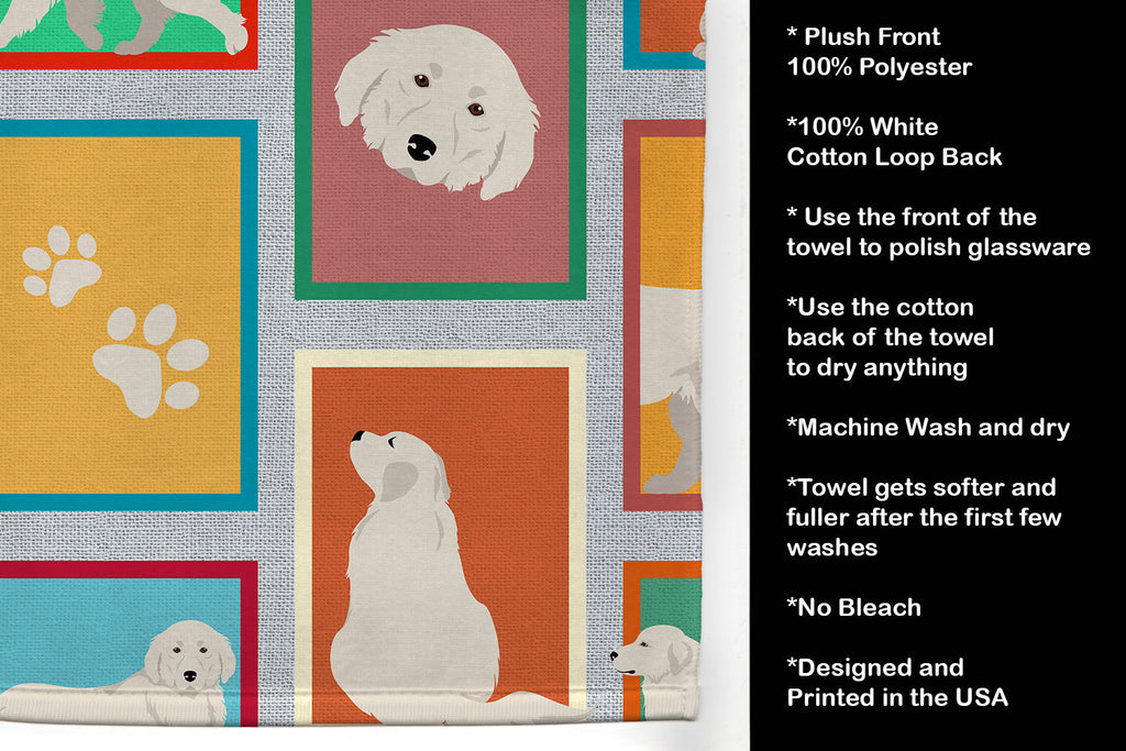 Lots of Great Pyrenees Kitchen Towel Velour Plush Front and Cotton Loop Back Machine Washable