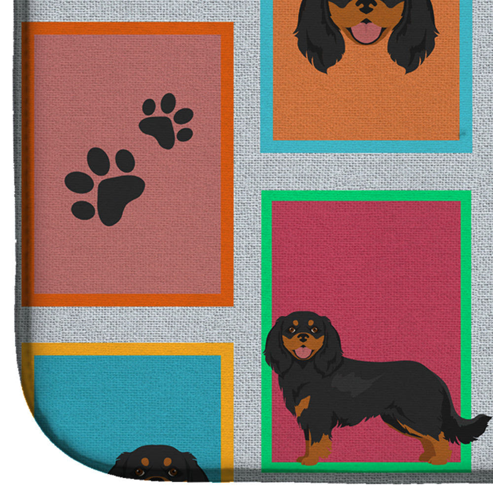 Lots of Black and Tan Cavalier King Charles Spaniel Dish Drying Mat Absorbent Dish Drying Mat Pad for Kitchen Counter Dish Drainer Mat for Countertop, 14 x 21", Multicolor