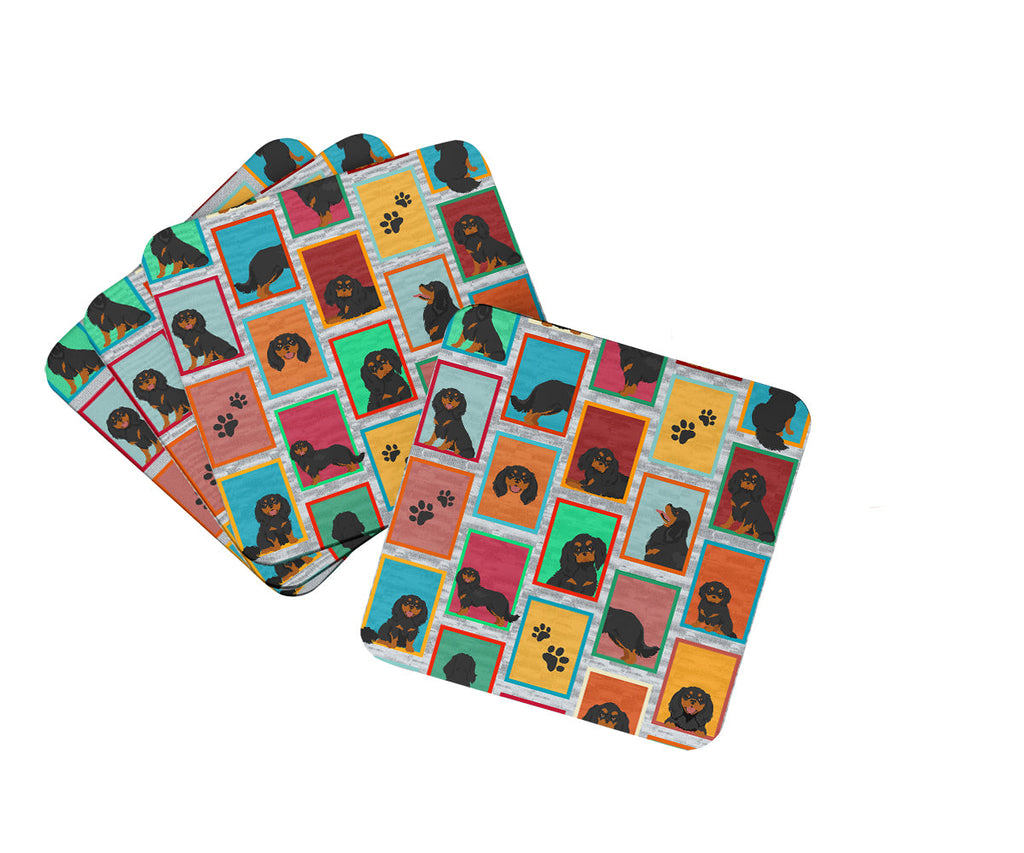 Lots of Black and Tan Cavalier King Charles Spaniel Foam Coasters Set of 4 Cup Coasters for Indoor Outdoor, Tabletop Protection, Anti Slip, Mouse pad Material