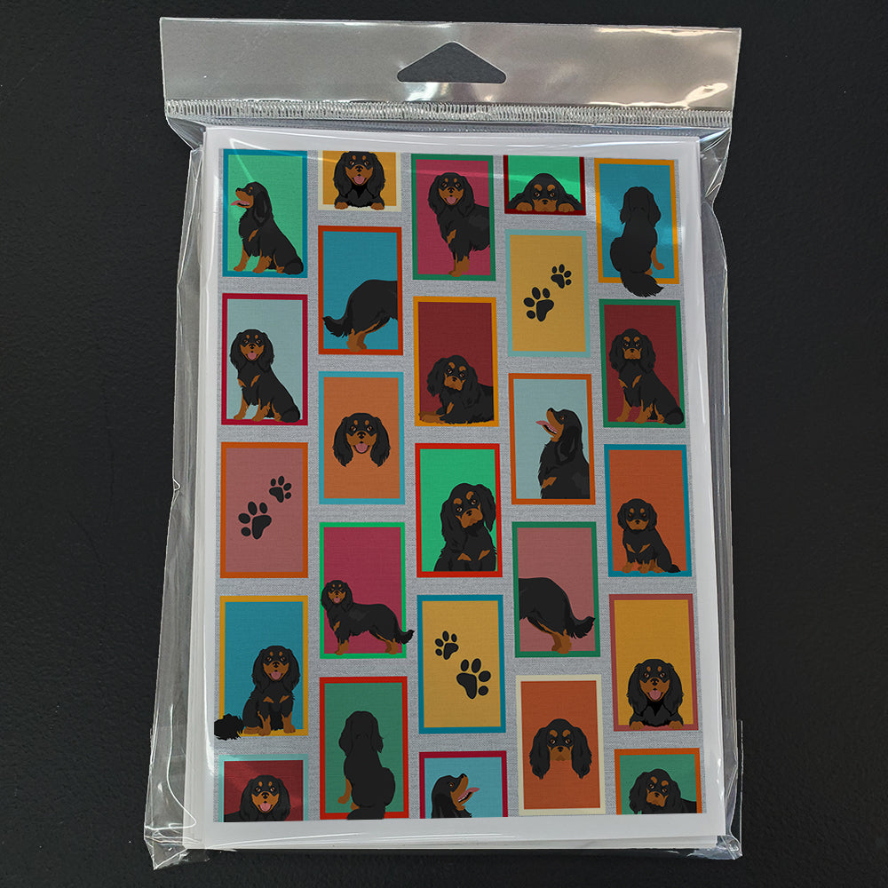 Lots of Black and Tan Cavalier King Charles Spaniel Greeting Cards Pack of 8 Blank Cards with Envelopes Whimsical A7 Size 5x7