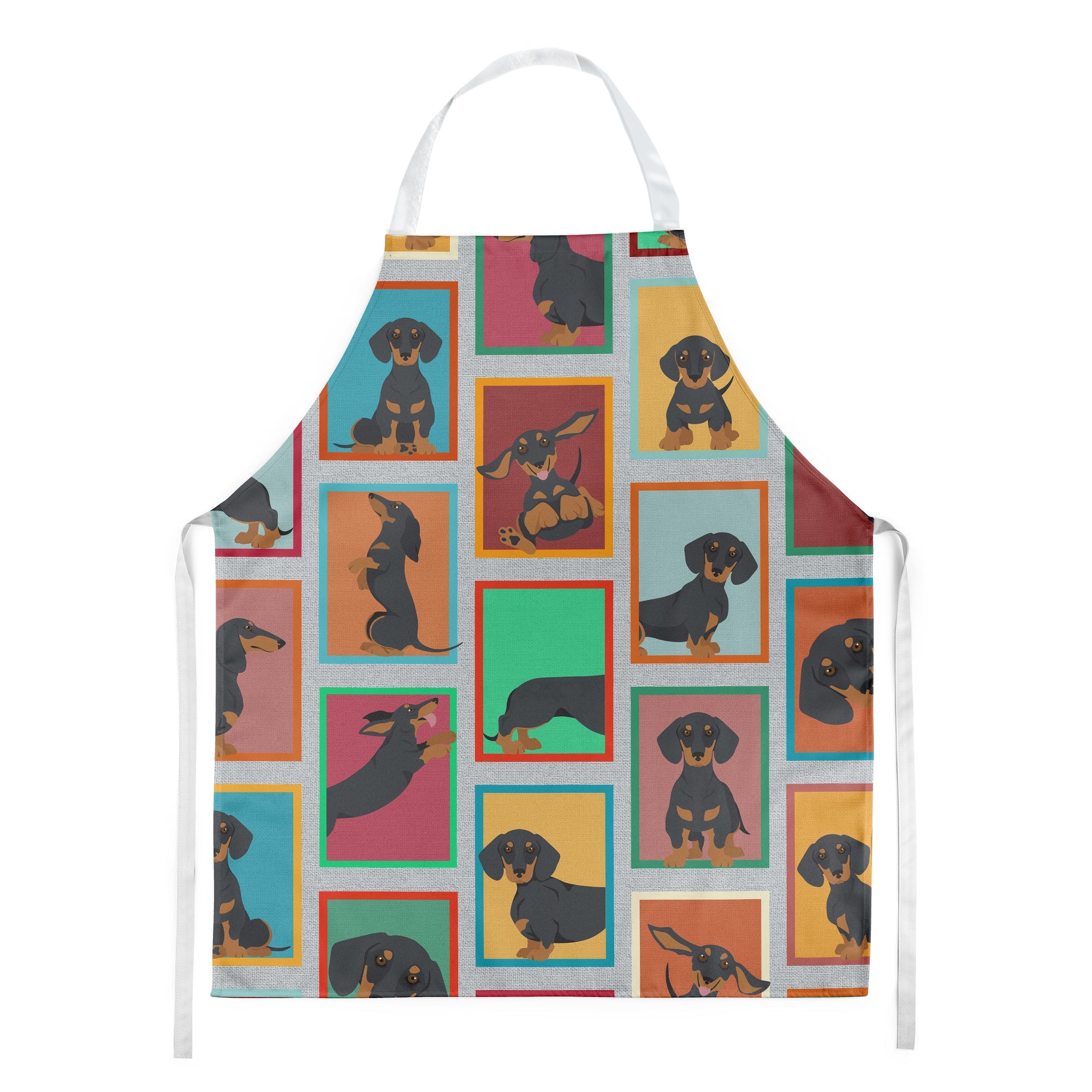 Lots of Black and Tan Dachshund Apron Cooking Kitchen Server Baking Crafts Gardening for Adult Women Men, Unisex, Large, Multicolor