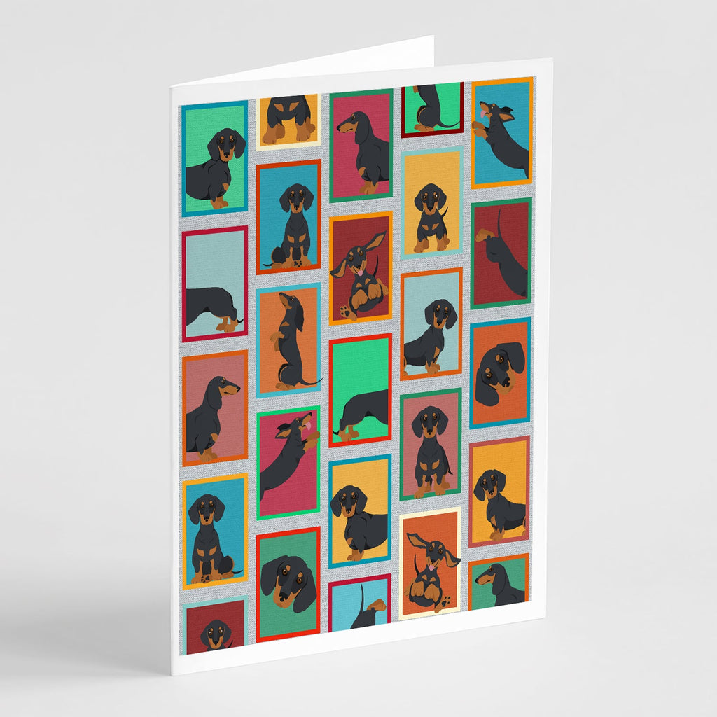 Lots of Black and Tan Dachshund Greeting Cards Pack of 8 Blank Cards with Envelopes Whimsical A7 Size 5x7