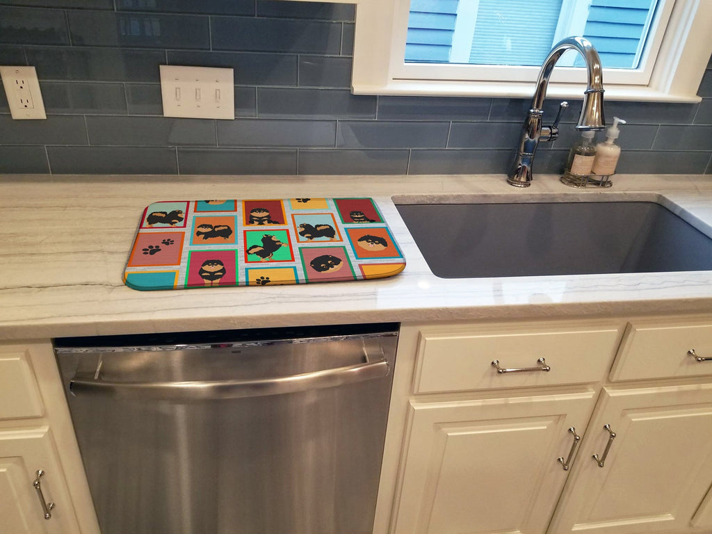Lots of Black and Tan Pomeranian Dish Drying Mat Absorbent Dish Drying Mat Pad for Kitchen Counter Dish Drainer Mat for Countertop, 14 x 21", Multicolor