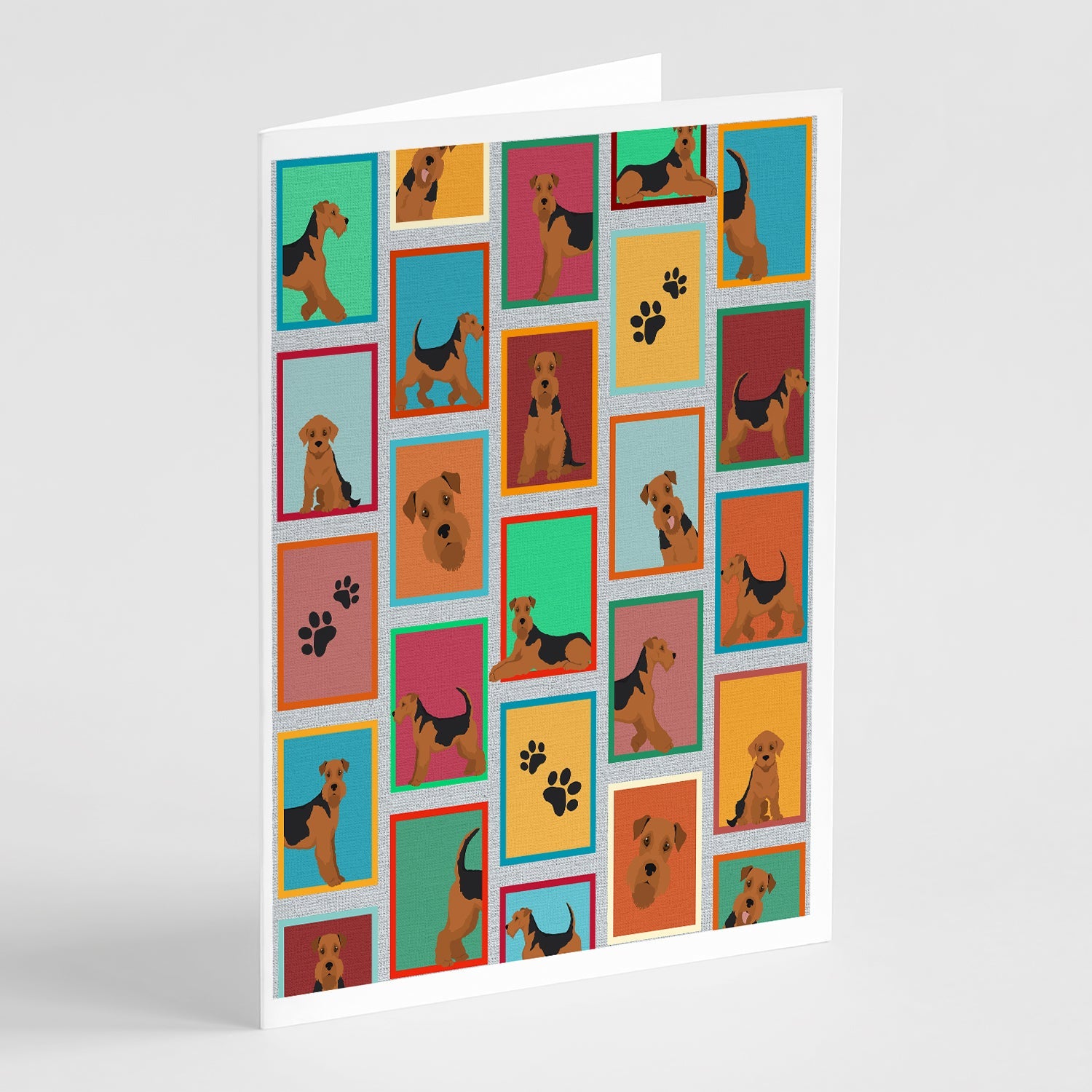 Lots of Airedale Terrier Greeting Cards Pack of 8 Blank Cards with Envelopes Whimsical A7 Size 5x7