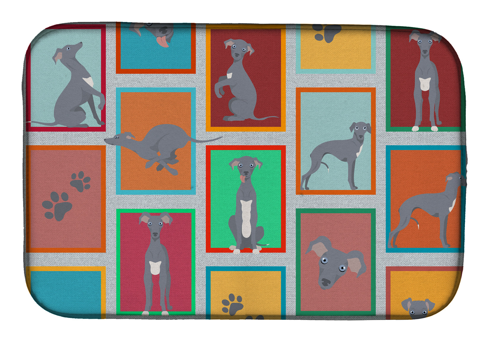 Lots of Italian Greyhound Dish Drying Mat Absorbent Dish Drying Mat Pad for Kitchen Counter Dish Drainer Mat for Countertop, 14 x 21", Multicolor