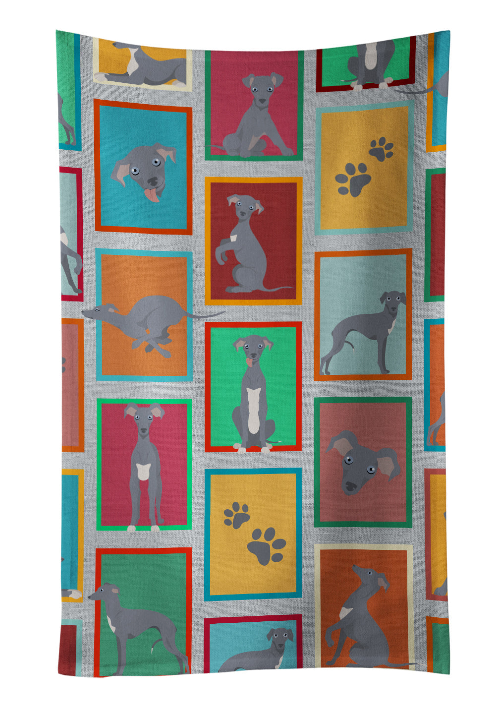 Lots of Italian Greyhound Kitchen Towel Velour Plush Front and Cotton Loop Back Machine Washable