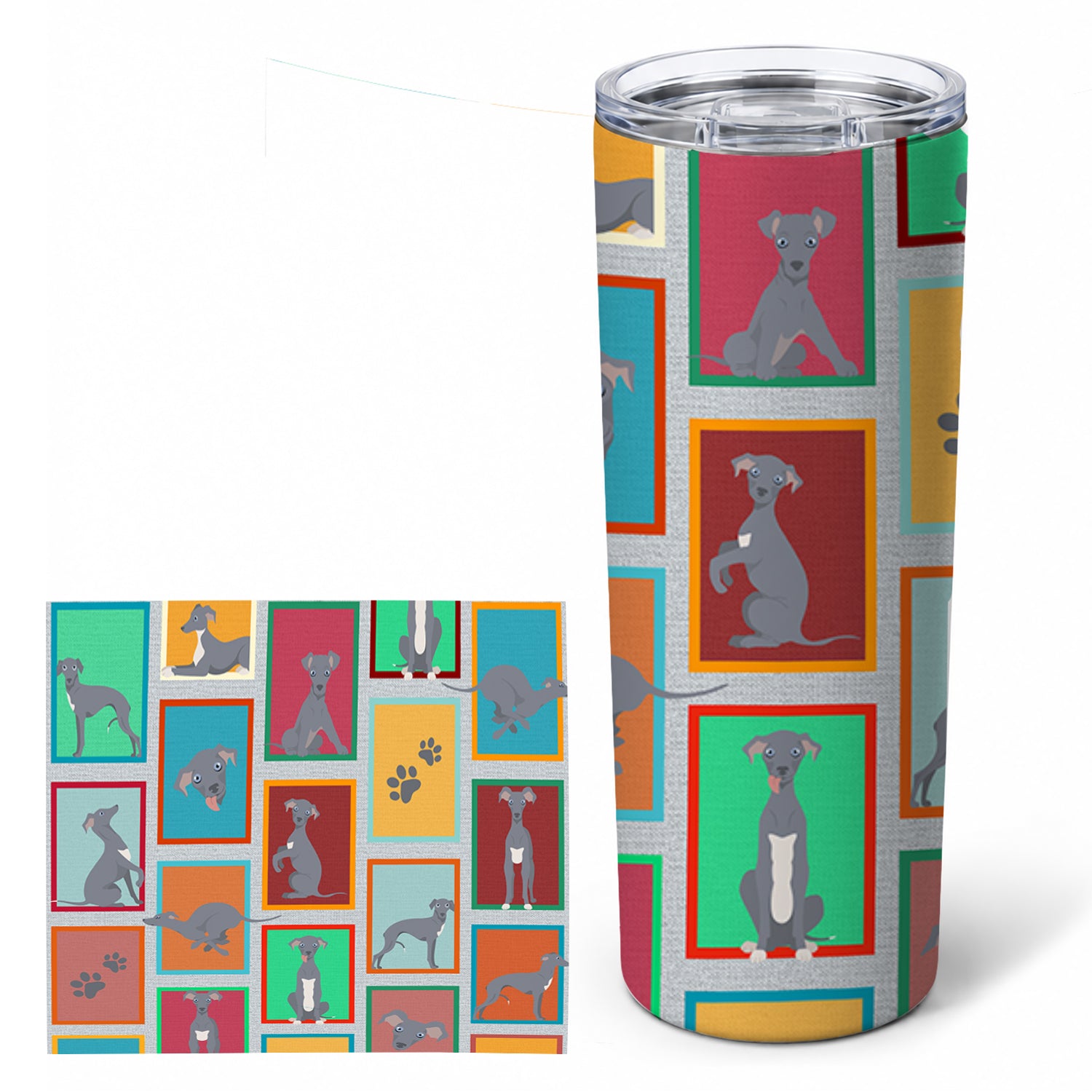 Lots of Italian Greyhound Stainless Steel Skinny Tumbler 20 oz Vacuum Double Walled Reusable Insulated Travel Cup