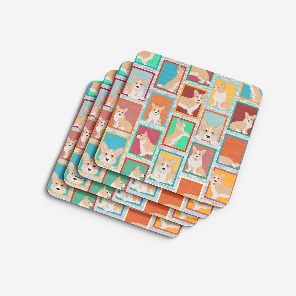Lots of Fawn Cardigan Corgi Foam Coasters Set of 4 Cup Coasters for Indoor Outdoor, Tabletop Protection, Anti Slip, Mouse pad Material