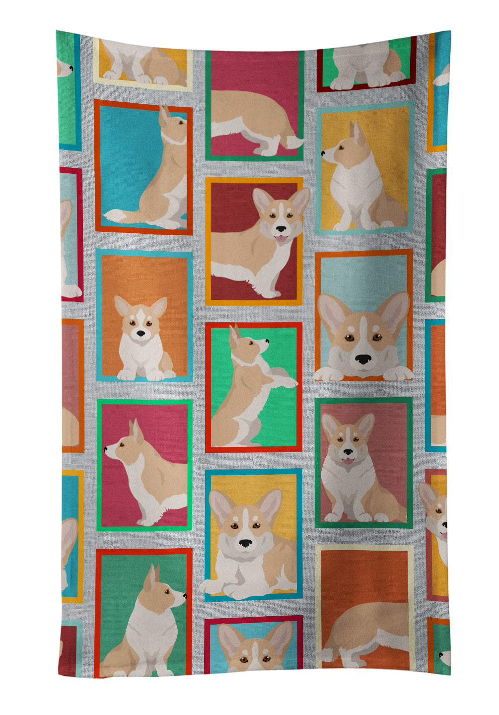 Lots of Fawn Cardigan Corgi Kitchen Towel Velour Plush Front and Cotton Loop Back Machine Washable