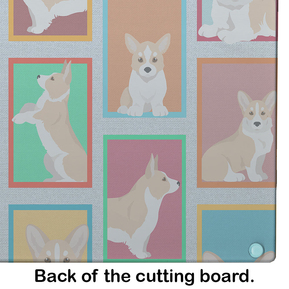 Lots of Fawn Cardigan Corgi Cutting Board Tempered Glass Kitchen Cutting Surface, Heat Resistant Chopping, Non-Slip Feet, Food Prep & Serving