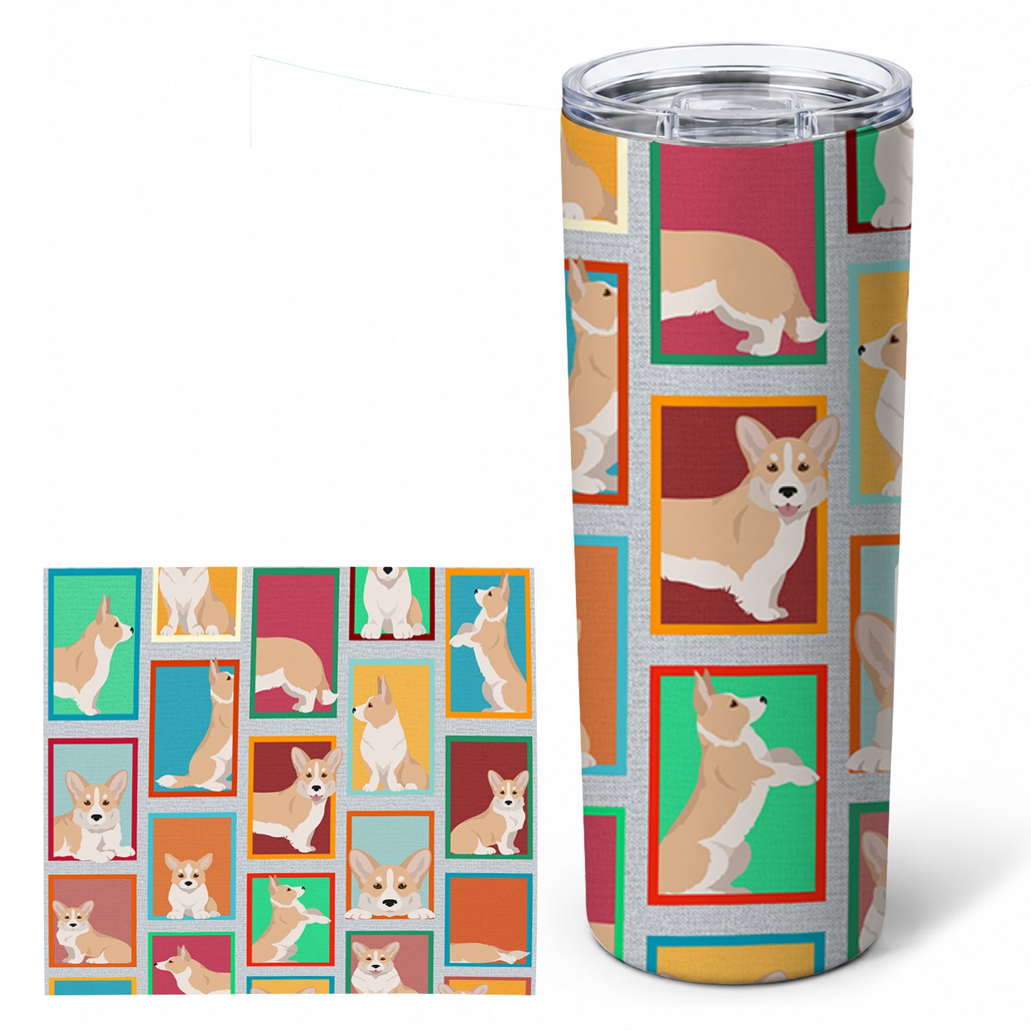 Corgi 20 oz Skinny Tumbler with Lid and Straw
