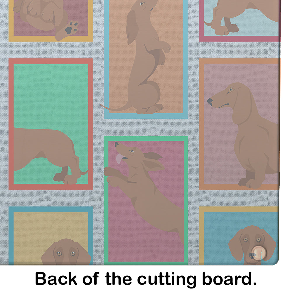 Lots of Red Dachshund Cutting Board Tempered Glass Kitchen Cutting Surface, Heat Resistant Chopping, Non-Slip Feet, Food Prep & Serving