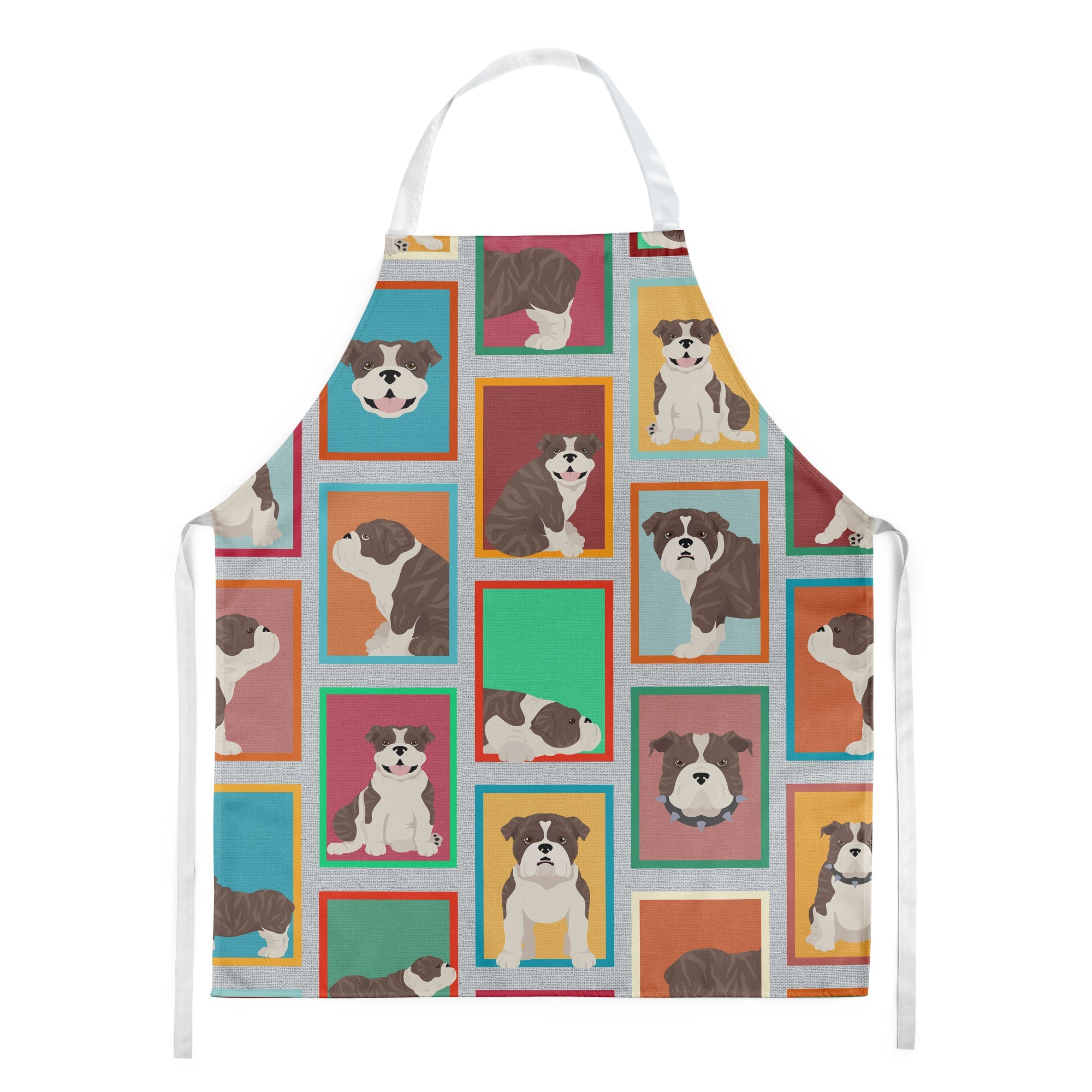 Lots of Brindle English Bulldog Apron Cooking Kitchen Server Baking Crafts Gardening for Adult Women Men, Unisex, Large, Multicolor
