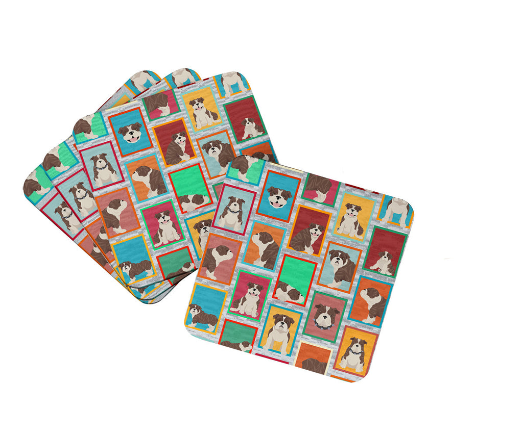 Lots of Brindle English Bulldog Foam Coasters Set of 4 Cup Coasters for Indoor Outdoor, Tabletop Protection, Anti Slip, Mouse pad Material