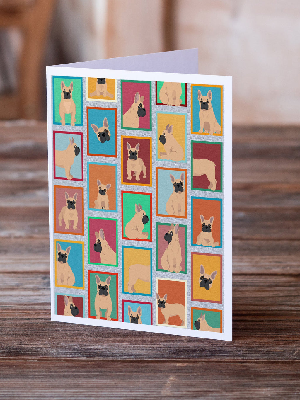 Lots of Fawn French Bulldog Greeting Cards Pack of 8 Blank Cards with Envelopes Whimsical A7 Size 5x7