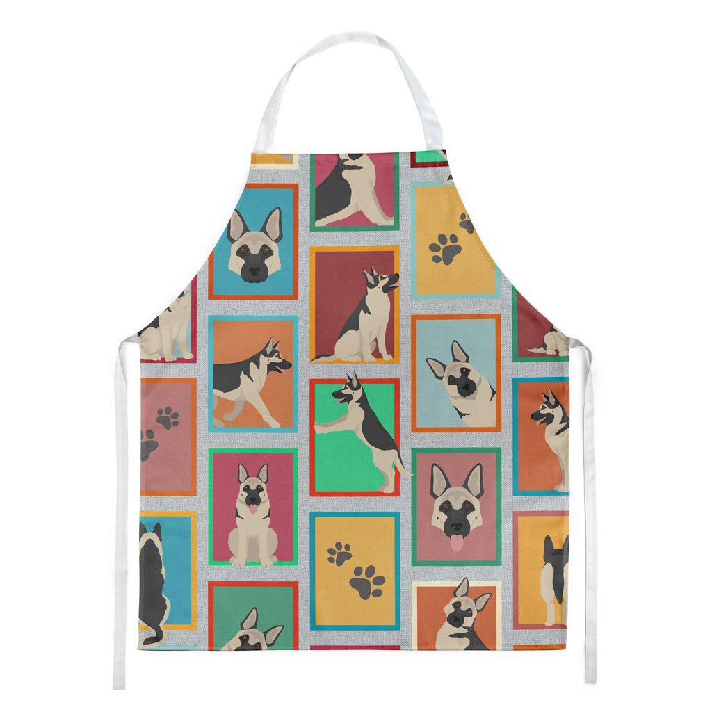 Lots of Black and Silver German Shepherd Apron Cooking Kitchen Server Baking Crafts Gardening for Adult Women Men, Unisex, Large, Multicolor