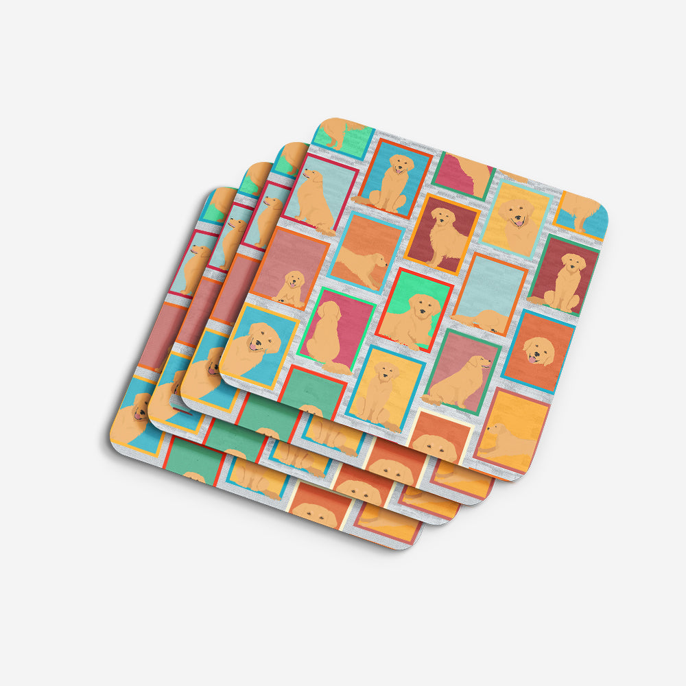 Lots of Golden Retriever Foam Coasters Set of 4 Cup Coasters for Indoor Outdoor, Tabletop Protection, Anti Slip, Mouse pad Material