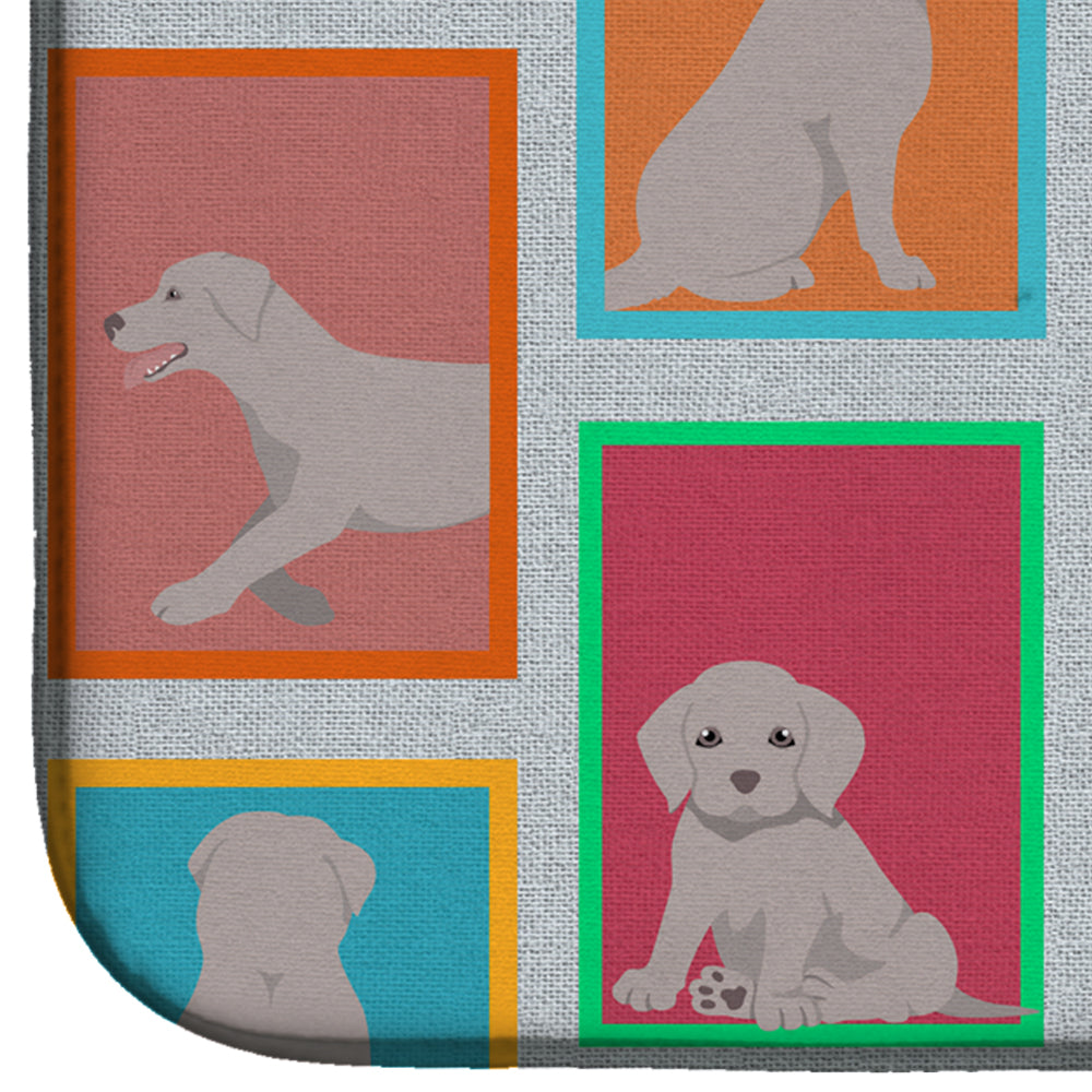Lots of Grey Labrador Retriever Dish Drying Mat Absorbent Dish Drying Mat Pad for Kitchen Counter Dish Drainer Mat for Countertop, 14 x 21", Multicolor