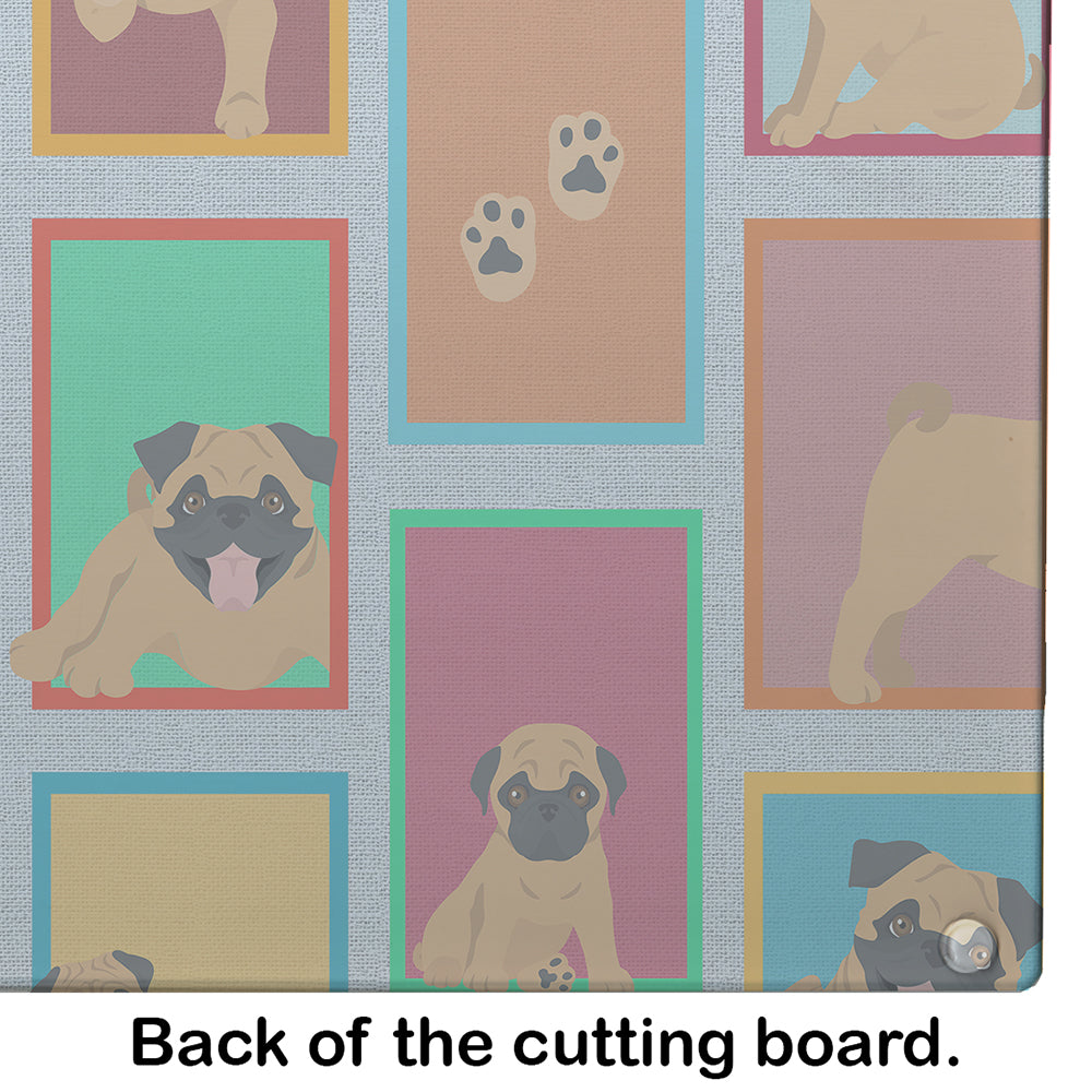 Lots of Apricot Pug Cutting Board Tempered Glass Kitchen Cutting Surface, Heat Resistant Chopping, Non-Slip Feet, Food Prep & Serving