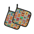 Lots of Apricot Pug Pot Holder Set of 2 Heat Resistant Quilted Hot Pads 7.5 x 7.5 Inch, Insulated Kitchen Trivets for Cooking & Baking