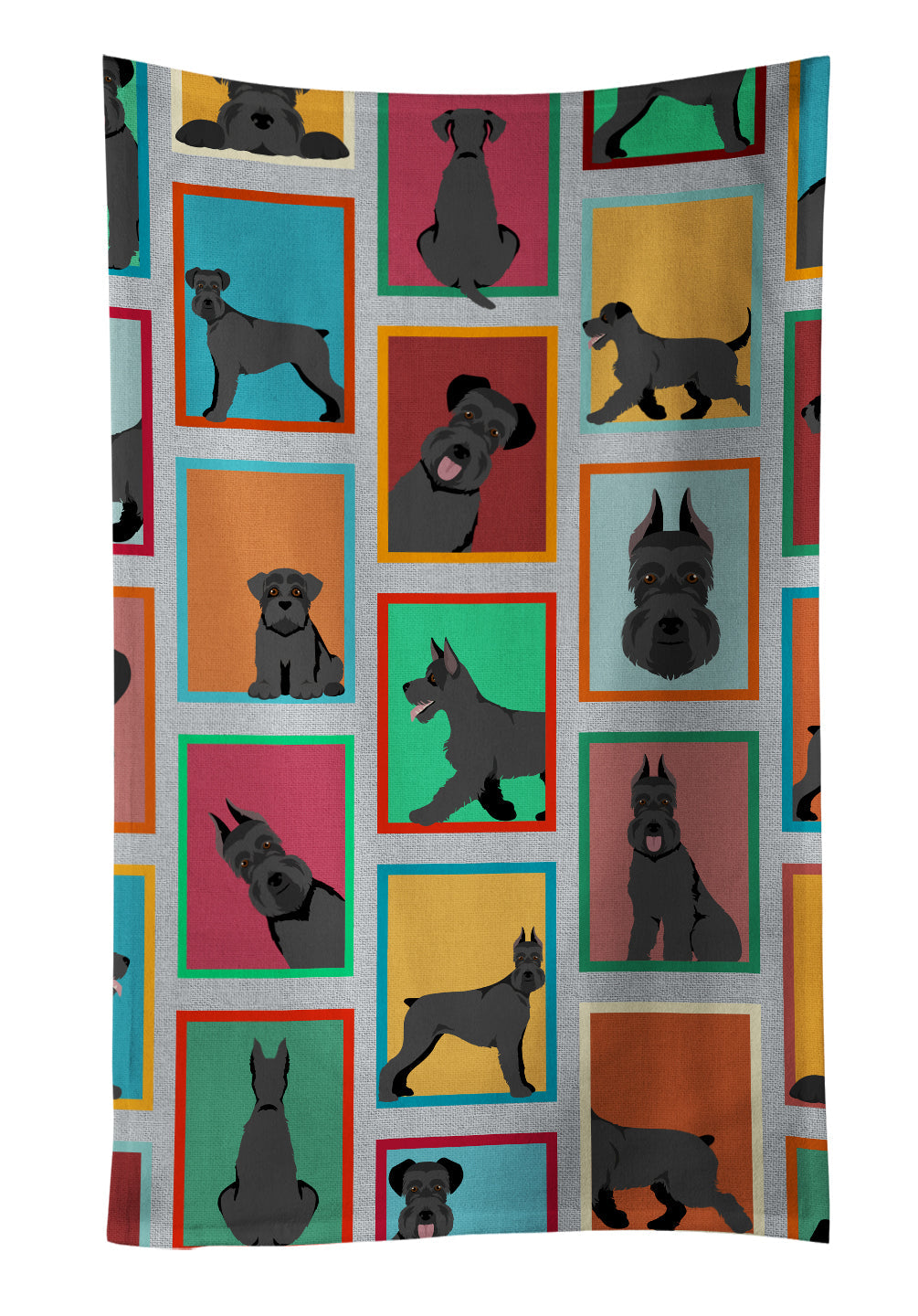 Lots of Black Schnauzer Kitchen Towel Velour Plush Front and Cotton Loop Back Machine Washable