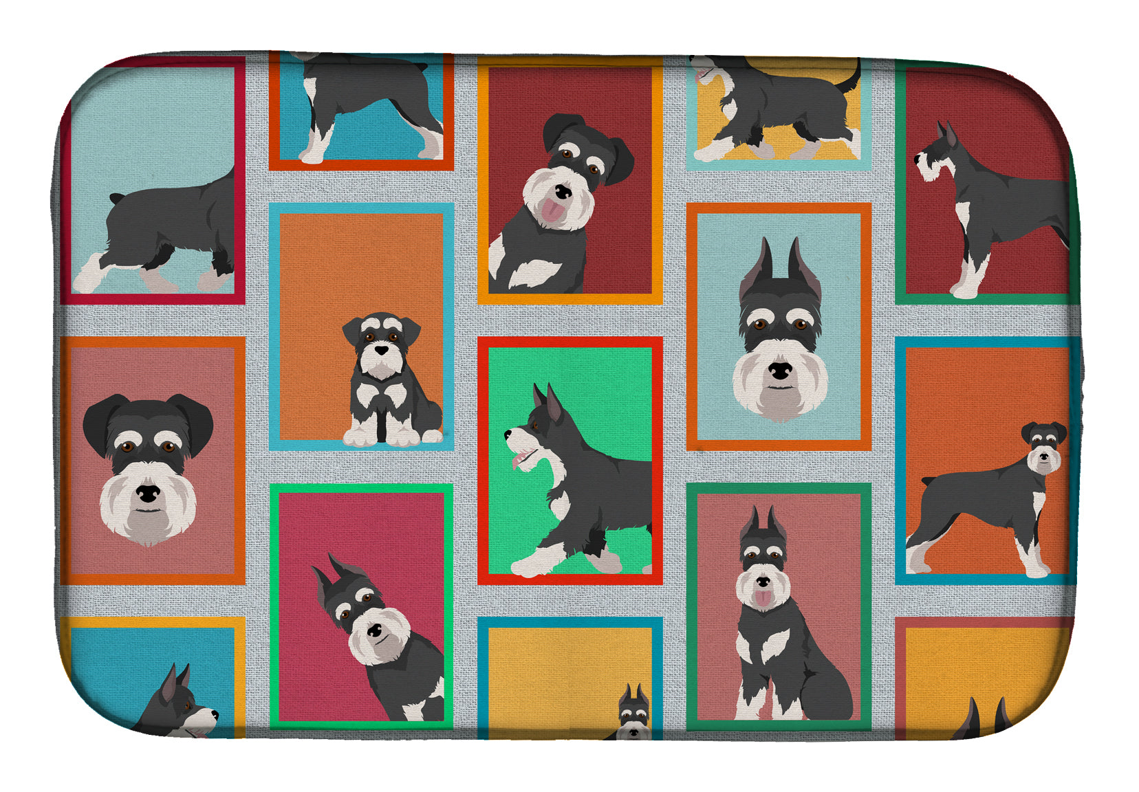 Lots of Black and Silver Schnauzer Dish Drying Mat Absorbent Dish Drying Mat Pad for Kitchen Counter Dish Drainer Mat for Countertop, 14 x 21", Multicolor