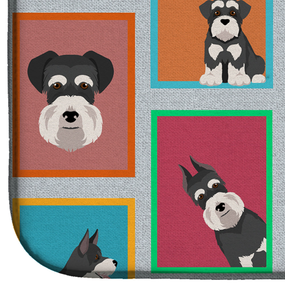Lots of Black and Silver Schnauzer Dish Drying Mat Absorbent Dish Drying Mat Pad for Kitchen Counter Dish Drainer Mat for Countertop, 14 x 21", Multicolor