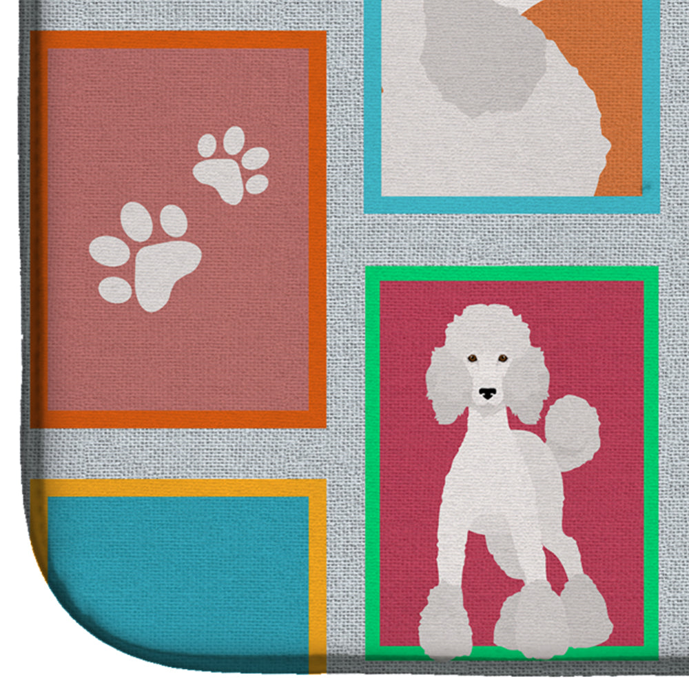 Lots of White Standard Poodle Dish Drying Mat Absorbent Dish Drying Mat Pad for Kitchen Counter Dish Drainer Mat for Countertop, 14 x 21", Multicolor