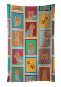 Lots of Blue and Tan Yorkie Kitchen Towel Velour Plush Front and Cotton Loop Back Machine Washable
