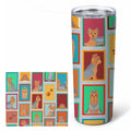 Lots of Blue and Tan Yorkie Stainless Steel Skinny Tumbler 20 oz Vacuum Double Walled Reusable Insulated Travel Cup