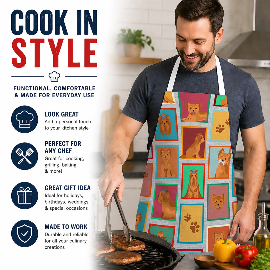 Lots of Red Yorkie Apron Cooking Kitchen Server Baking Crafts Gardening for Adult Women Men, Unisex, Large, Multicolor