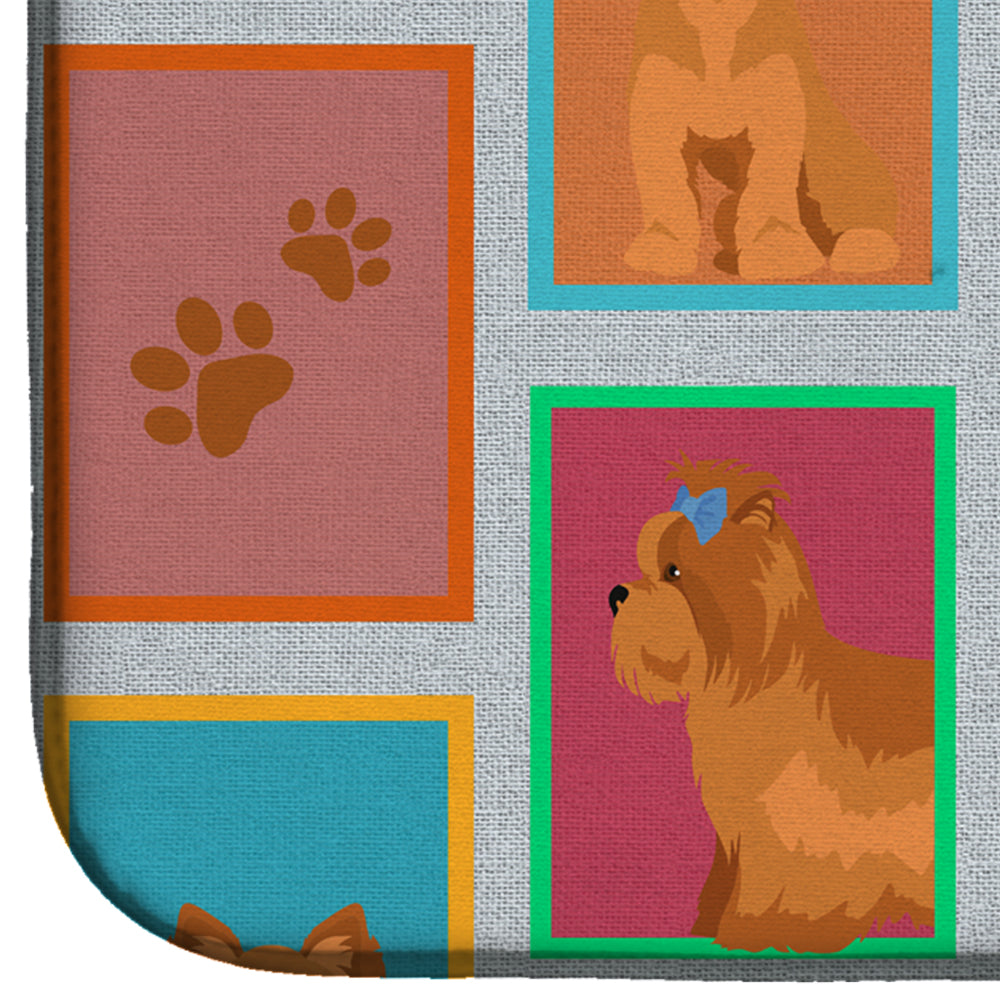 Lots of Red Yorkie Dish Drying Mat Absorbent Dish Drying Mat Pad for Kitchen Counter Dish Drainer Mat for Countertop, 14 x 21", Multicolor