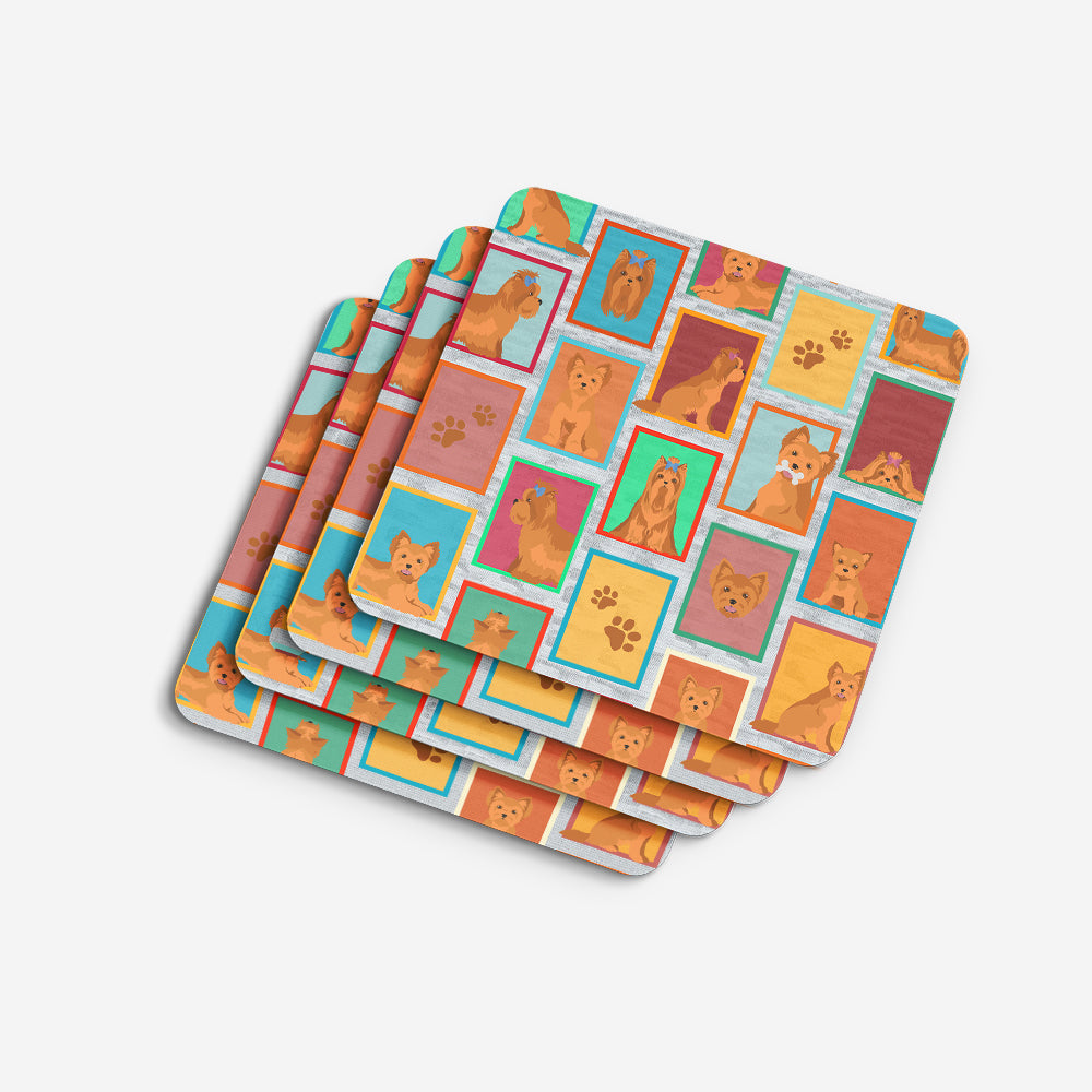 Lots of Red Yorkie Foam Coasters Set of 4 Cup Coasters for Indoor Outdoor, Tabletop Protection, Anti Slip, Mouse pad Material
