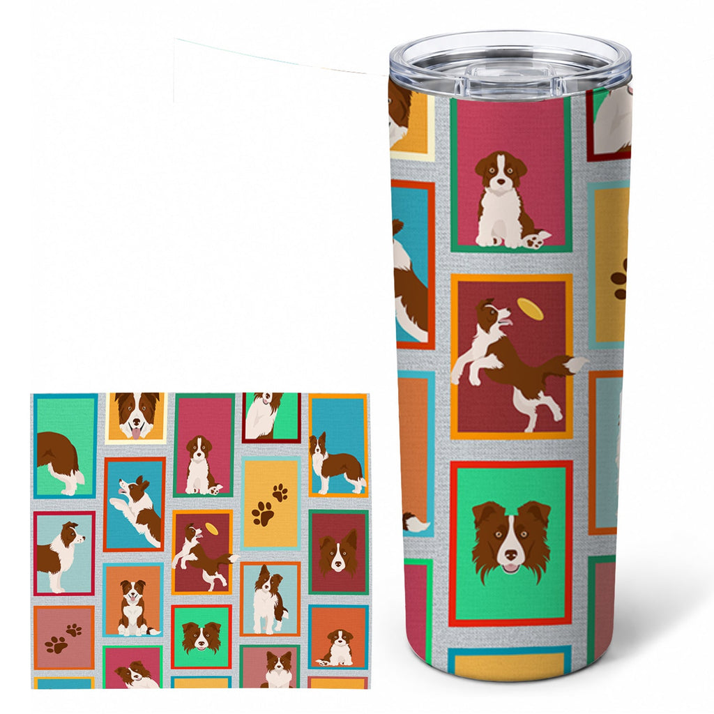 Lots of Red Border Collie Stainless Steel Skinny Tumbler 20 oz Vacuum Double Walled Reusable Insulated Travel Cup