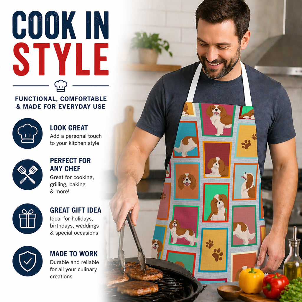 Lots of Blenheim Cavalier Spaniel Apron Cooking Kitchen Server Baking Crafts Gardening for Adult Women Men, Unisex, Large, Multicolor