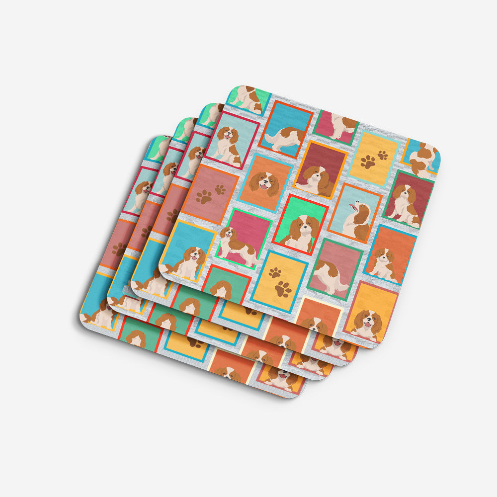 Lots of Blenheim Cavalier Spaniel Foam Coasters Set of 4 Cup Coasters for Indoor Outdoor, Tabletop Protection, Anti Slip, Mouse pad Material