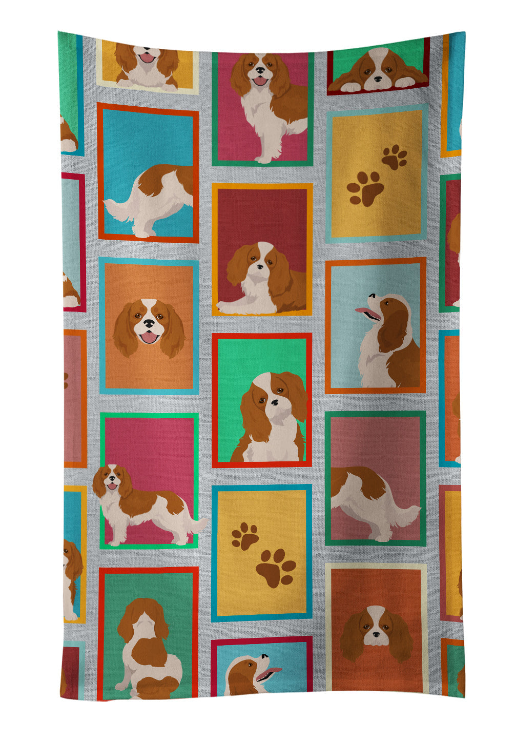 Lots of Blenheim Cavalier Spaniel Kitchen Towel Velour Plush Front and Cotton Loop Back Machine Washable