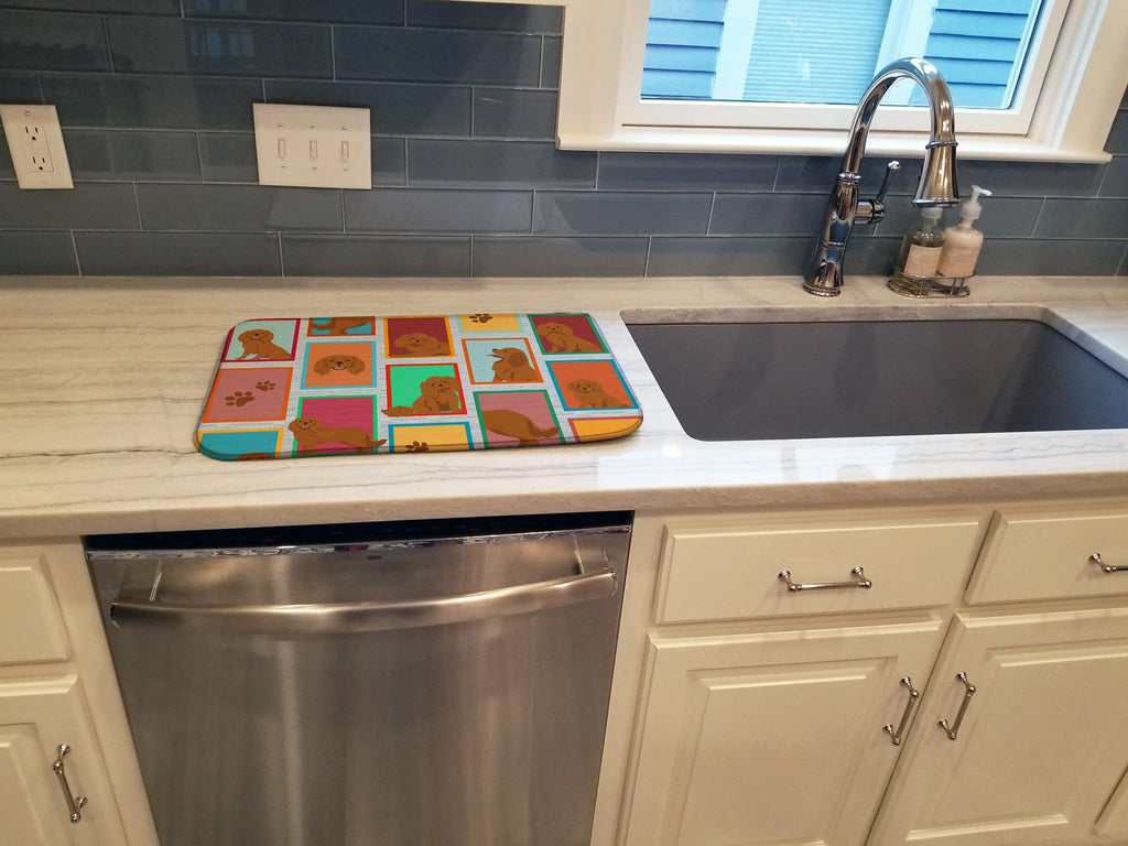 Lots of Ruby Cavalier Spaniel Dish Drying Mat Absorbent Dish Drying Mat Pad for Kitchen Counter Dish Drainer Mat for Countertop, 14 x 21", Multicolor