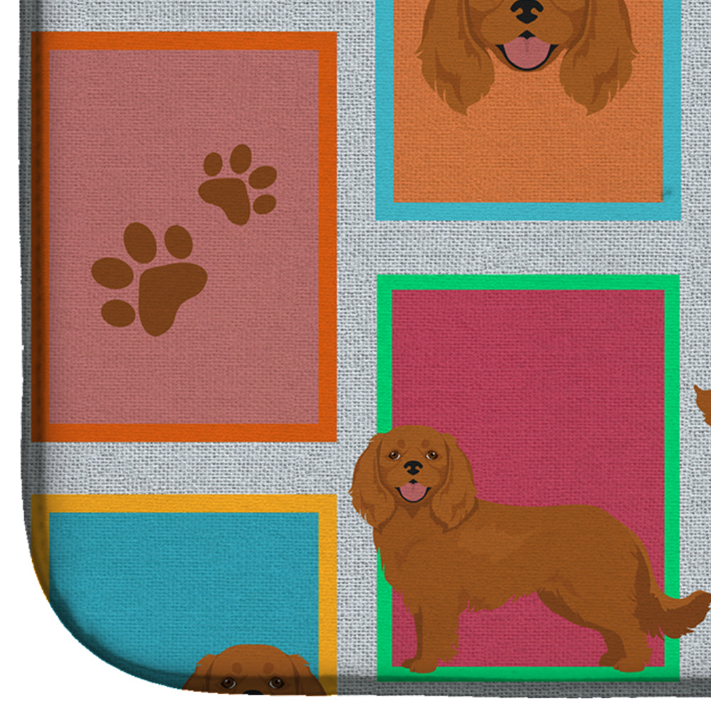 Lots of Ruby Cavalier Spaniel Dish Drying Mat Absorbent Dish Drying Mat Pad for Kitchen Counter Dish Drainer Mat for Countertop, 14 x 21", Multicolor