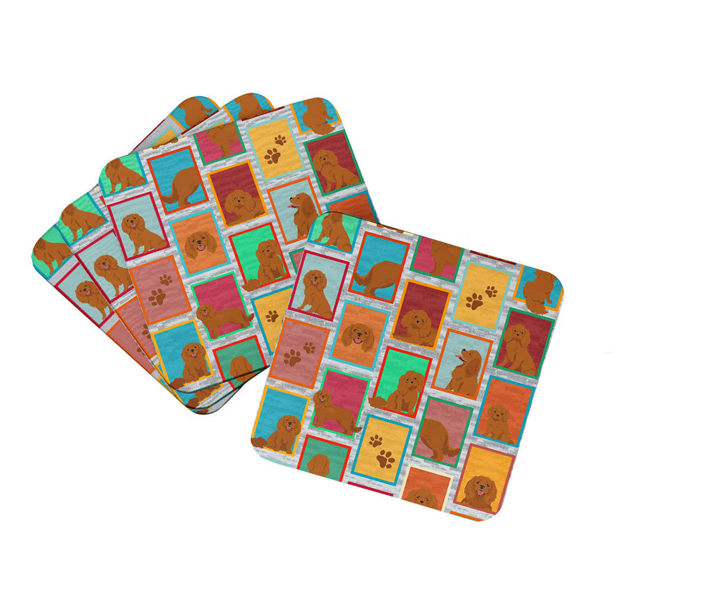 Lots of Ruby Cavalier Spaniel Foam Coasters Set of 4 Cup Coasters for Indoor Outdoor, Tabletop Protection, Anti Slip, Mouse pad Material
