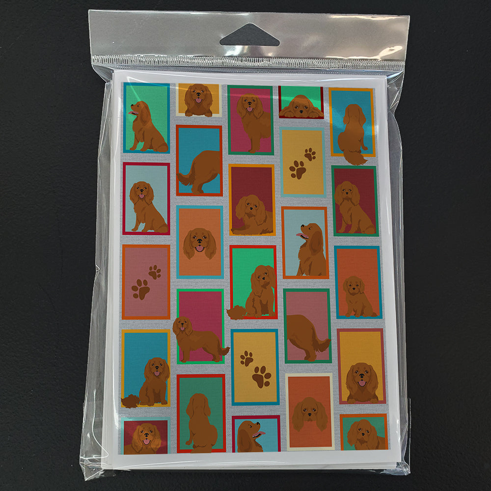 Lots of Ruby Cavalier Spaniel Greeting Cards Pack of 8 Blank Cards with Envelopes Whimsical A7 Size 5x7